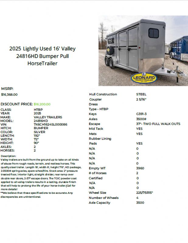 Used Horse Trailers for Sale